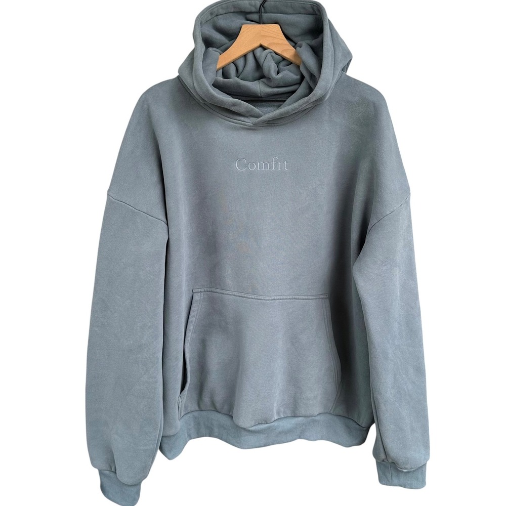 Comfrt Signature Hoodie Oversized Sky Blue Fleece Sweatshirt Size 2XL